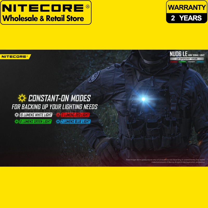 Nitecore إشارة صغيرة وضوء أمان ، قابلة لإعادة الشحن ، NU06 LE ، أبيض أزرق ، أخضر ، أحمر
