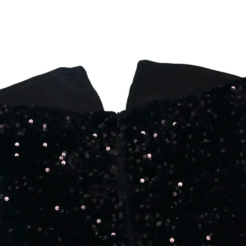 GUWU paillettes paillettes Sexy fête femmes robes anniversaire discothèque Tube bretelles col en v gland ourlet bal robes de Cocktail