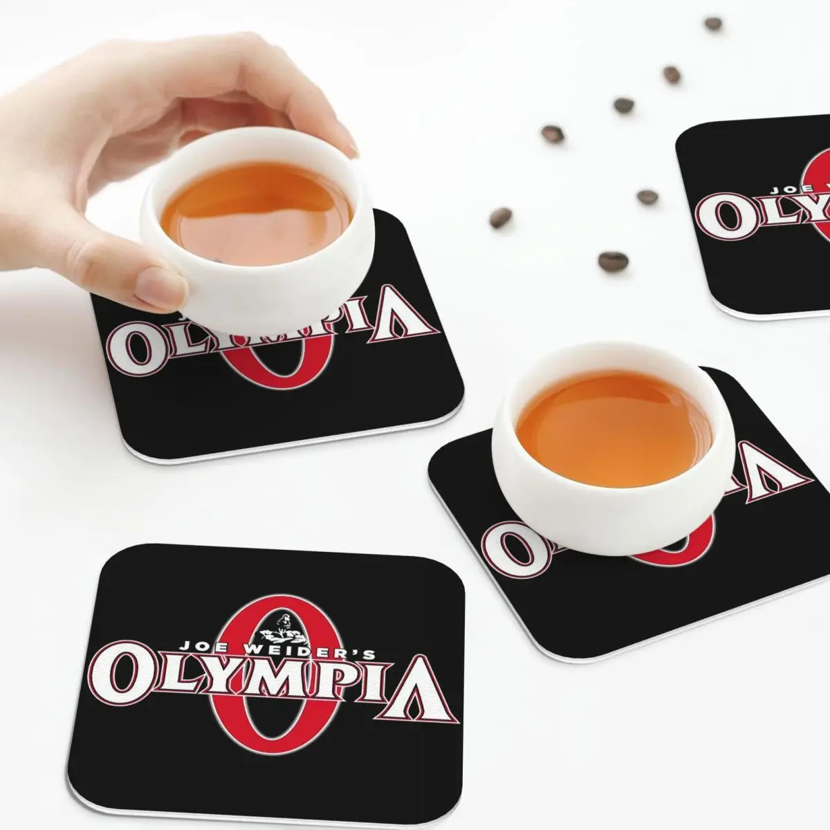 Future Mr OLYMPIA Motivations Coasters Kitchen Placemats  Insulation Cup Coffee Mats For Decor Home Tableware Pads Set of 4