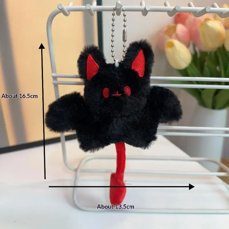 Plush Bat Keychain Black Soft Fluffy Pendant Lovely Halloween Gift for Daily Bag Backpack Decor