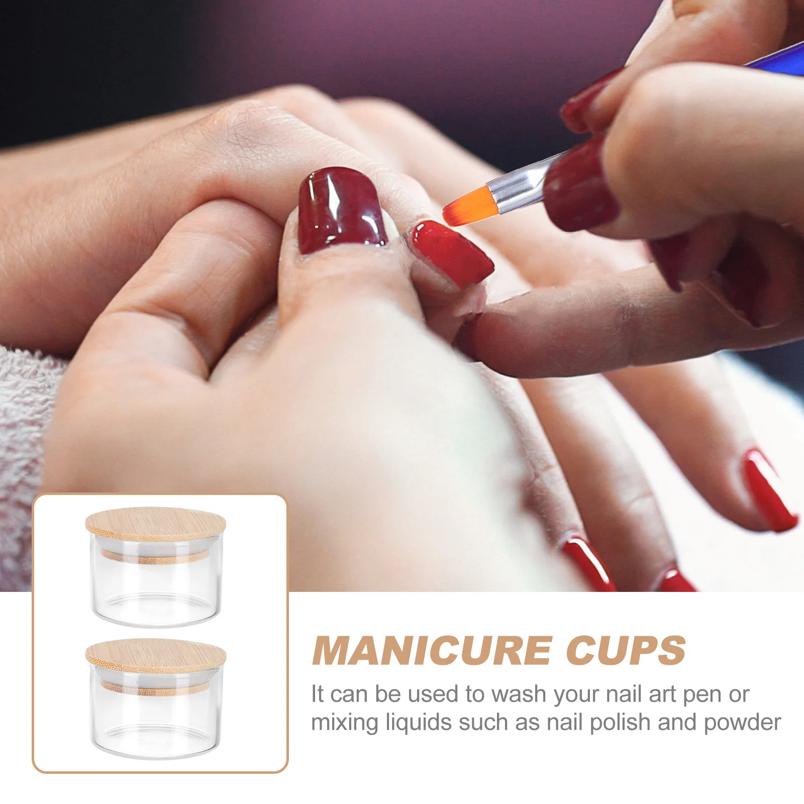 2 pezzi di vetro di alta qualità per nail art, tazza liquida, bordo liscio, per salone professionale di bellezza, contenitore per la pulizia della penna per manicure domestica