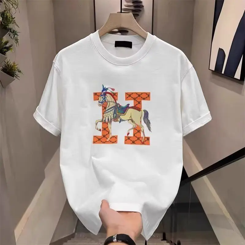 2026 New Men Retro Steed Horse Graphic T Shirt Crew Neck Short Sleeve Black Streetwear Tees as a gift