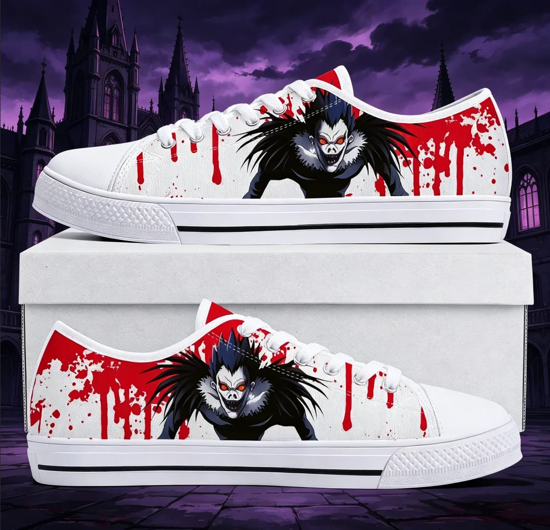 Demon Ryuk Unisex Classic Canvas Shoes Low Top Lace-Up Sneakers Retro Dark Aesthetic Casual Footwear