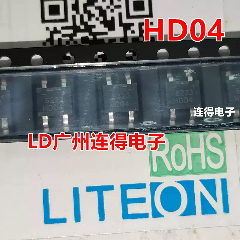 10-100 pieces, Taiwan Lite-On HD04 HD04-T SOP-4 Rectifier Bridge, New Genuine Imported