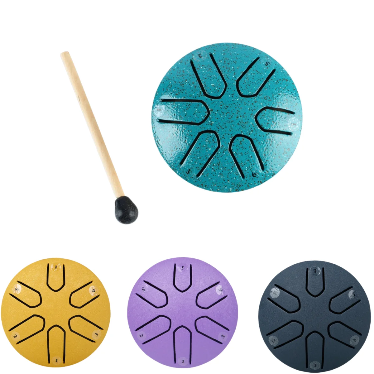 Tambor de lengua de acero de 3 y 6 tonos, mini tambor de mano con baquetas, juego de instrumentos de percusión para principiantes
