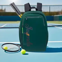 Profession Tennis Backpack Team Court Racquets Sports Bag Large-capacity Waterproof Green Racket Bag with Compartment Shoe Bag