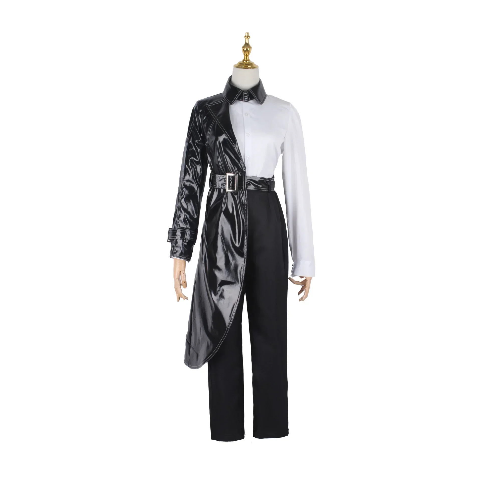 101 Dalmatians Series Cruella De Vil Cosplay Costume Leather Coat Black White Long Skirt Wig Woman Man Fashion Halloween Suit