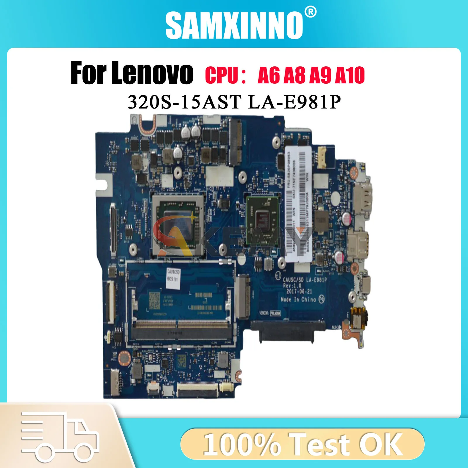 

Материнская плата для ноутбука Lenovo 320S-15AST LA-E981P с процессором A6 A9 UMA, 100% полностью протестирована