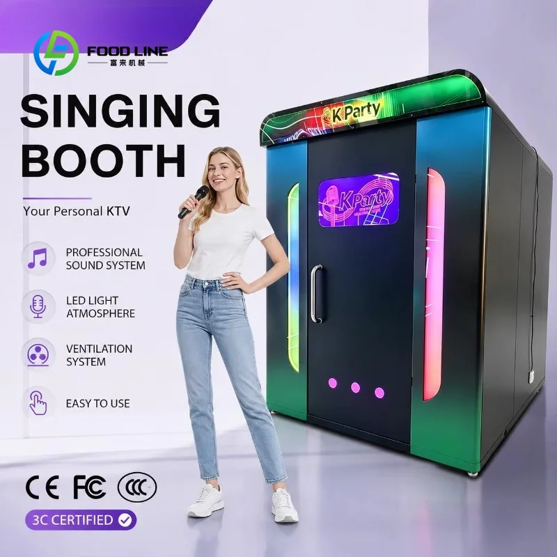 Customized Self Service Karaoke Pod Touch Screen Mini KTV Booth Commercial Use Soundproof Cabin for Mall Entertainment