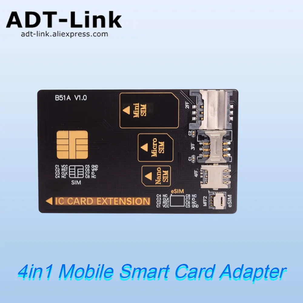 ADT-Link Four In One SIM Converter To Smartcard IC Card Extension For Standard Micro SIM Nano Sim Card Adapter pc accessories