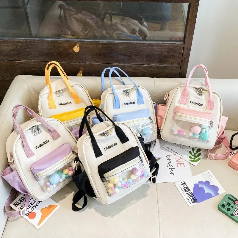 

Perfect for School Travel Kids Backpack Color Block Adjustable Straps Lightweight Durable Multi Pocket Design Crossbody bag
