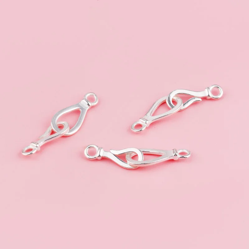 S925 sterling silver water drop question mark buckle bracelet necklace, connecting tail buckle, diy hand-woven rope