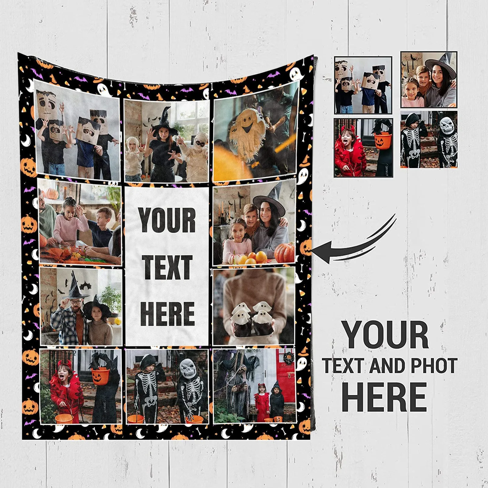 Personalized Customized Halloween And Christmas Flannel Blankets, Travel Blankets, Image DIY Surprise Gifts Four Seasons