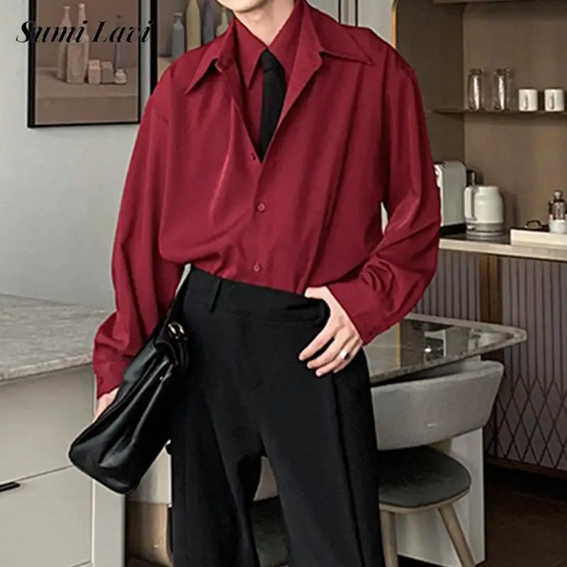 

Vintage Patchwork Double-layer Shirt Tops Men 2026 Spring Fashionable Long Sleeve Patchwork Shirts Mens Casual Solid Color Shirt