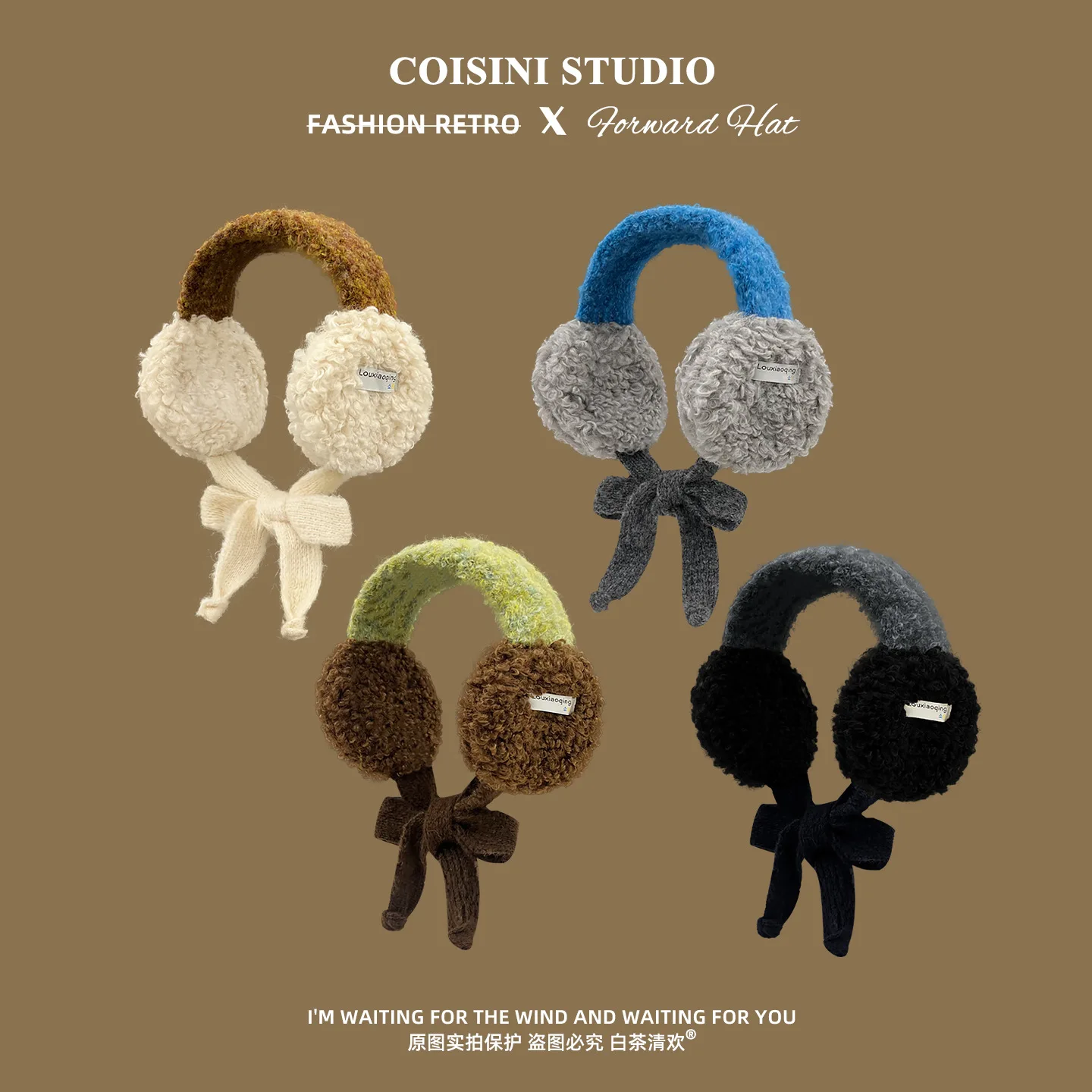 

Korean Ins Color Block Ear Muffs | Plush Drawstring Windproof Winter Warm Fashion