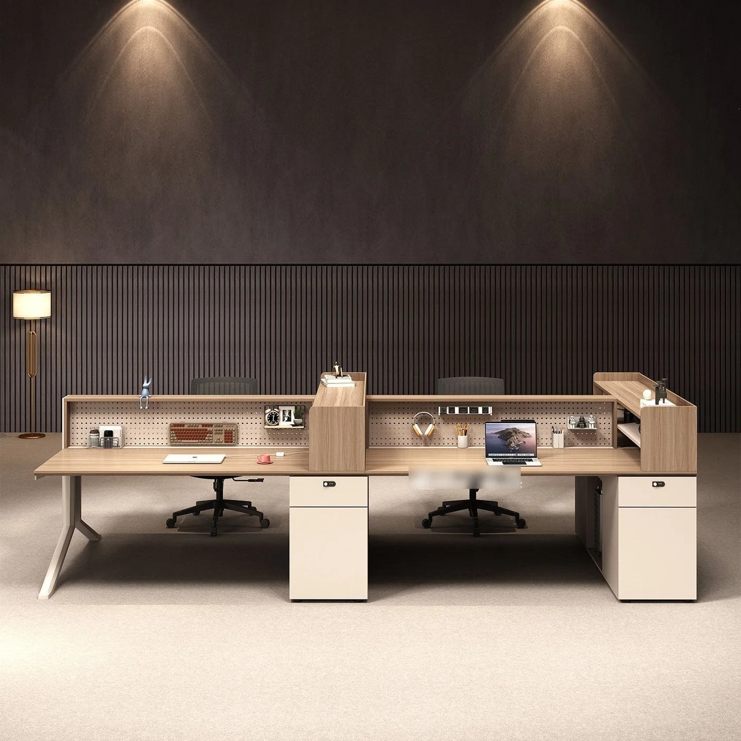 Staff office desk and chair combination modern simple staff 4/6/8 person hole board screen card position designer