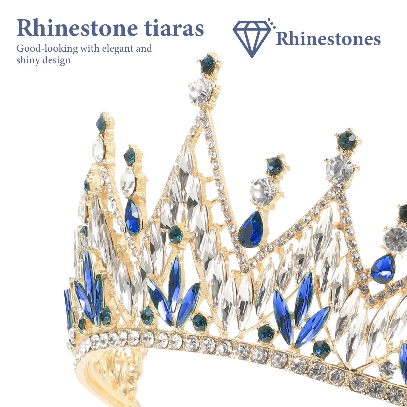 

Tiara Crown Banquets Headdress For Women Baroque Rhinestone Hair Jewelry Bridal Wedding Party Accessory Headdress