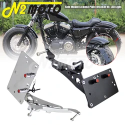 For Harley Sportster XL 1200 Iron 883 48 72 Motorcycle Side Mount License Plate Frame 4