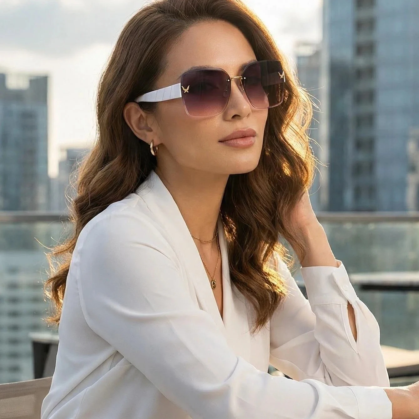 Lunettes de soleil sans monture pour femmes, style décontracté, carrées, pour le cyclisme, avec protection UV, pour les tenues quotidiennes, les fêtes, les vacances, la plage et les voyages