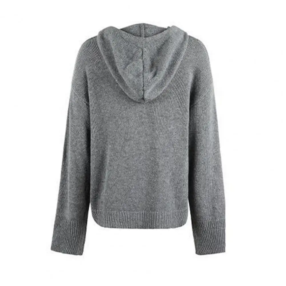 Long-sleeved Cardigan Jacket Autumn Long Sleeve Top Soft Knitted Hooded Sweater Coat for Women Warm Loose-fit Cardigan Jacket