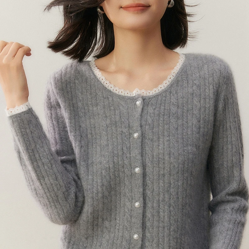 

Women's 100% Cashmere O Neck Button Cardigan Casual Minimalist Sweater Autumn Winter Exquisite Comfortable Knitwear Outerwear