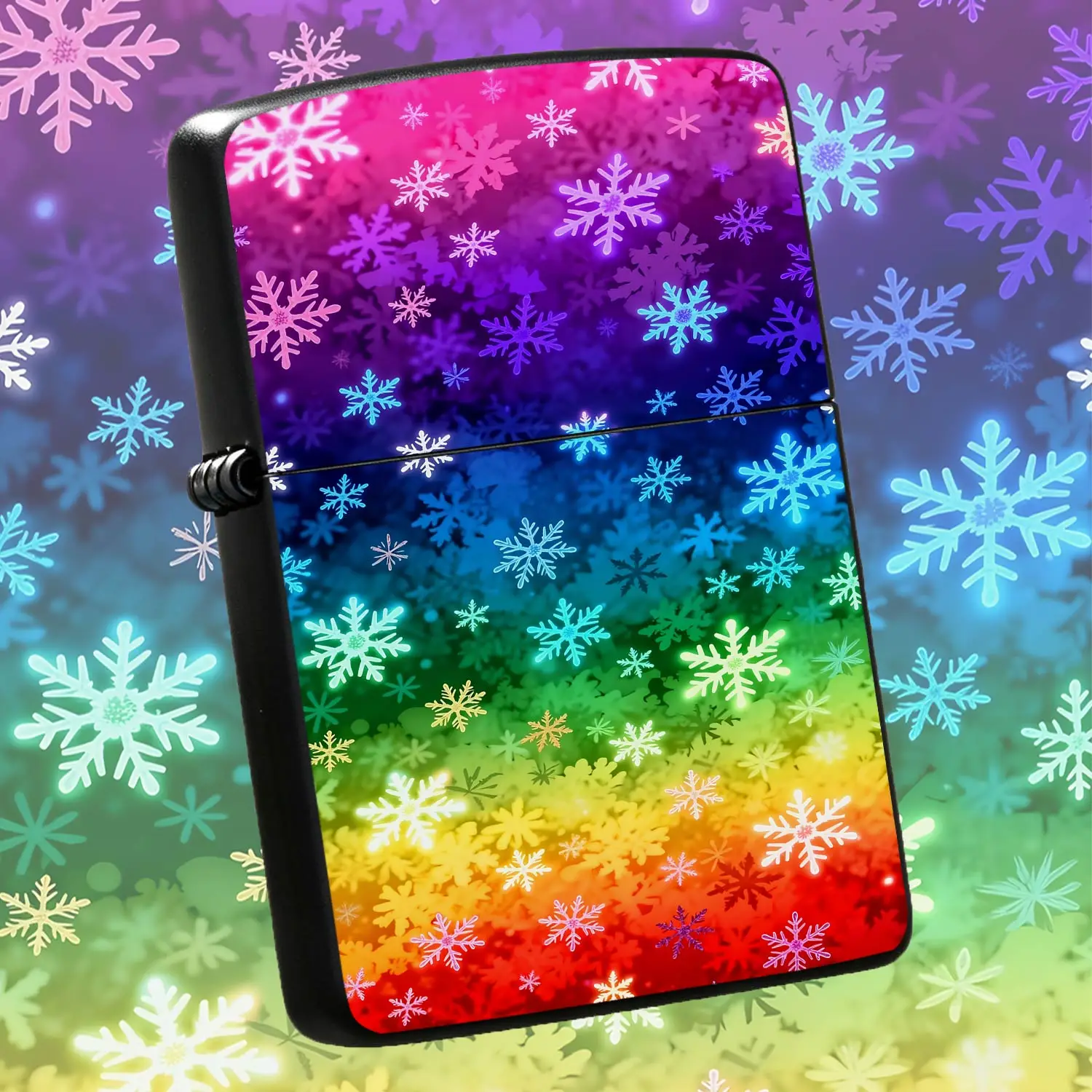 Colorful Gradient Dreamy Snowflake Decor Portable Lighter, Romantic Glowing Vibrant Pattern Design, Suitable for Festive Gatherings, Outdoor Camping, Incense Lighting and Various Daily Scenarios, High Aesthetic Practical A Humorous And Inte