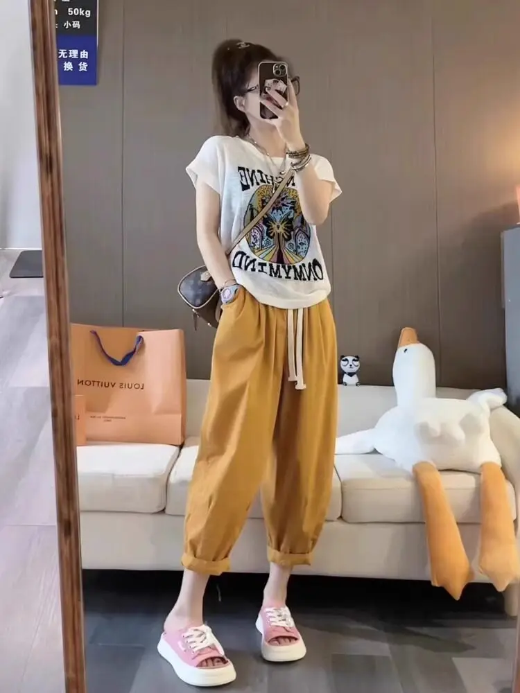 Spring and Summer New Styles Stylish and Lively Age Reducing Top and Casual Pants Two-piece Set