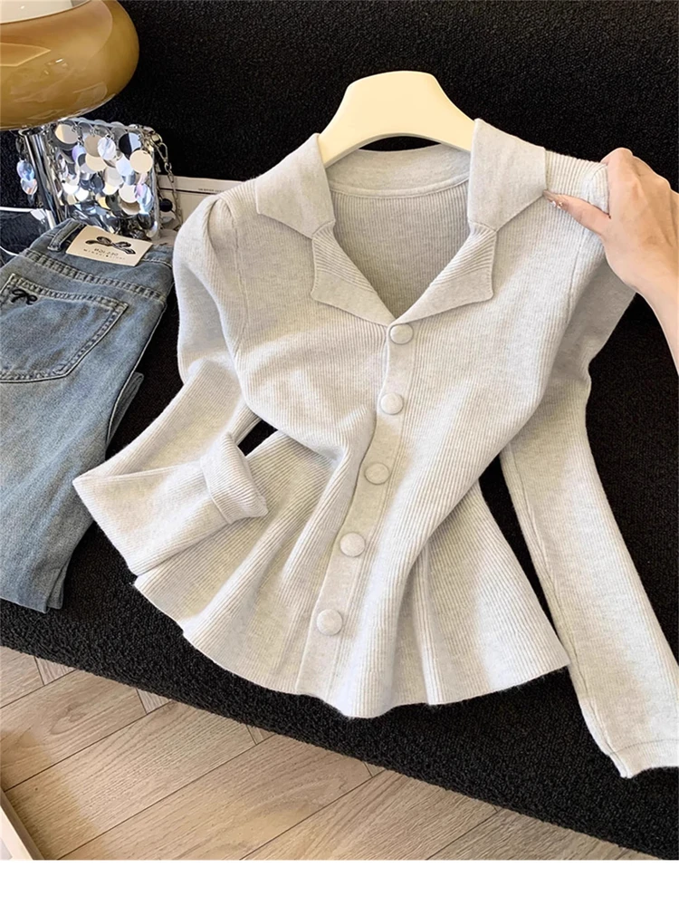 Zacht Gezellig V-Ne Gebreid Open Vest Dames Herfst Winter Design Sensation Gentle Sle Nieuwe Slanke Lange Sve Top