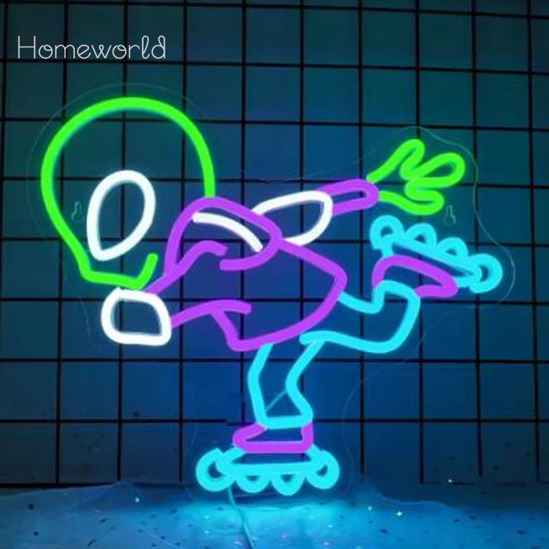Skating Alien LED Neon Sign, USB Powered, Used for Skating Rinks  Clubs  Selling Skating Supplies shops   Bedroom Decoration