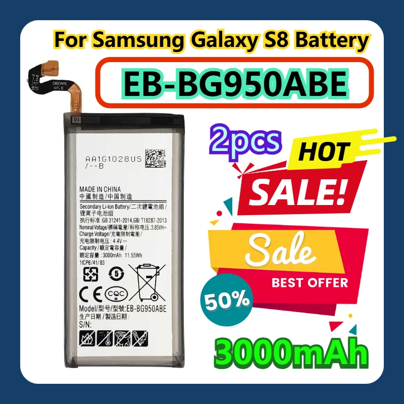 

Для Samsung Galaxy S8 3000 мАч Аккумулятор EB-BG950ABE 2 шт.