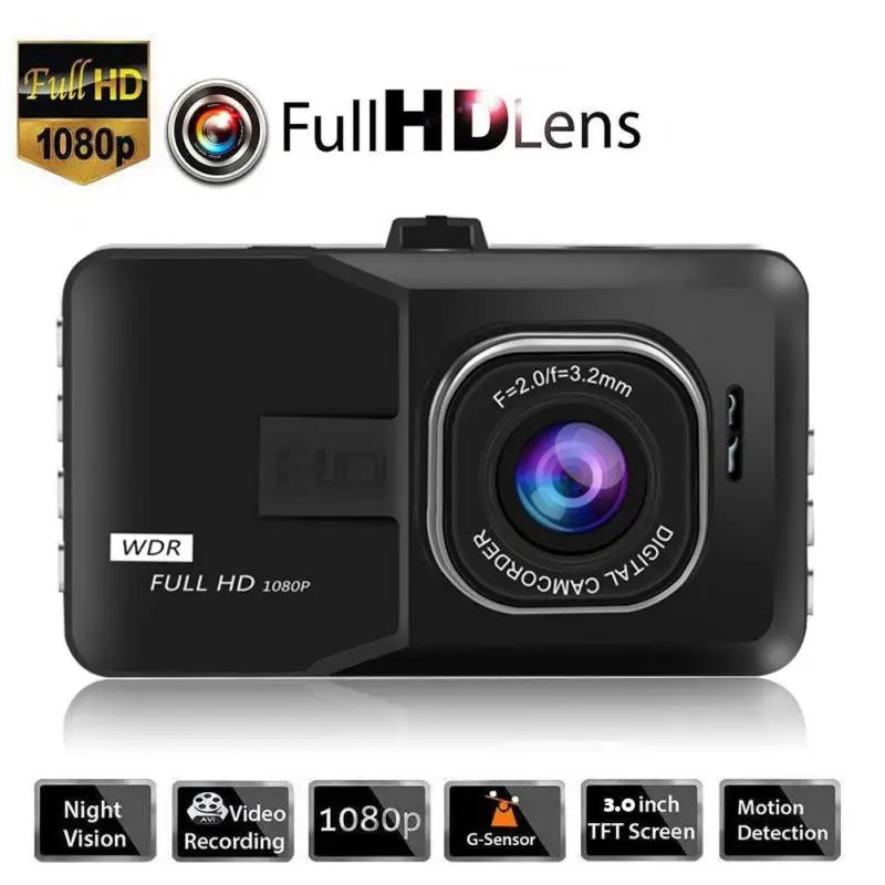 Car DVR 3 Cameras Lens 1080P Dash Camera Dual Lens Rearview Front+Inside+Rear Camera Car Video Recorder Auto Motion Detector