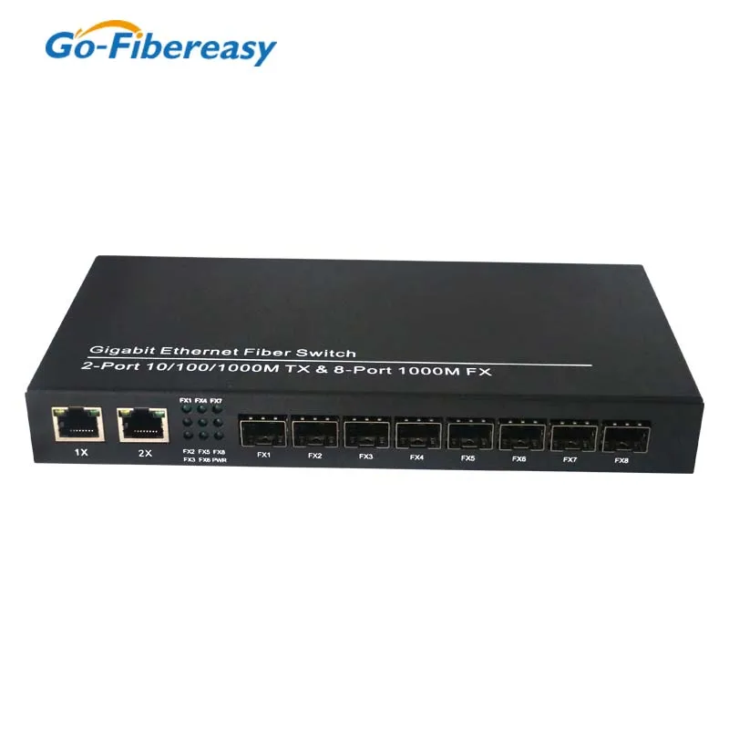 Imagem -03 - Sfp Fibra Ethernet Switch 8-porta Sfp Slot para 2-porta tx Rj45 Gigabit Conversor Fibra Optica Interruptor 1000m Fibra Óptica Transceptor