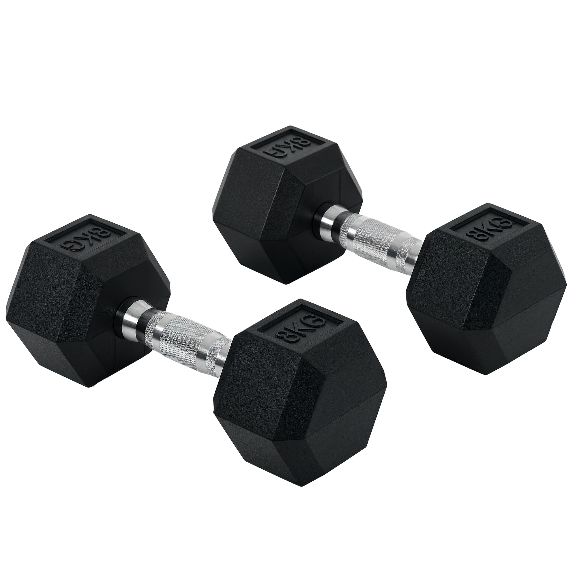 HOMCOM Hexagon Kurzhanteln Gusseisen Hanteln Griff gerändelt  2 x 8 KG