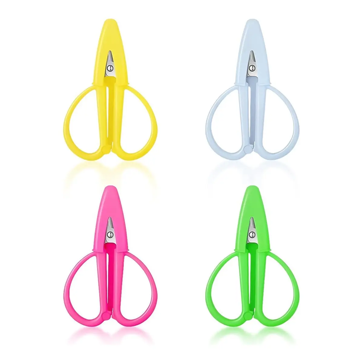 ABNH 4 Pcs Mini Scissors Small Scissors All Purpose with Cover Tiny Detail Scissor for Travel Crafts Sewing Embroidery DIY
