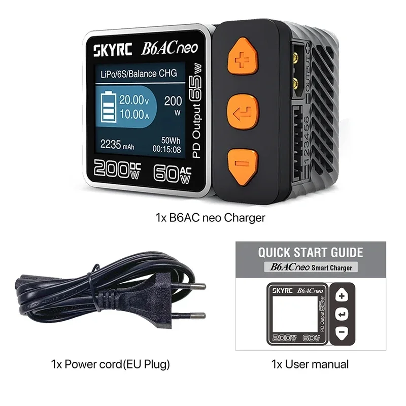 B6ACneo DC 200W AC 60W 10A Balance Battery Charger Discharger EU Plug for Lipo NiMH NiCD RC Model Battery EU PLUG