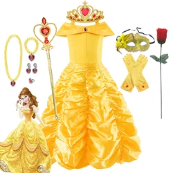 Princess Dress Halloween Cosplay Belle Costumes Beauty and The Beast Kid Dress For 2-10Y Girls Birthday Party Children Clothing