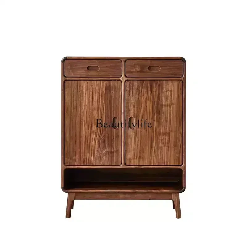 

lSolid wood shoe cabinet North American black walnut foyer cabinet entry locker
