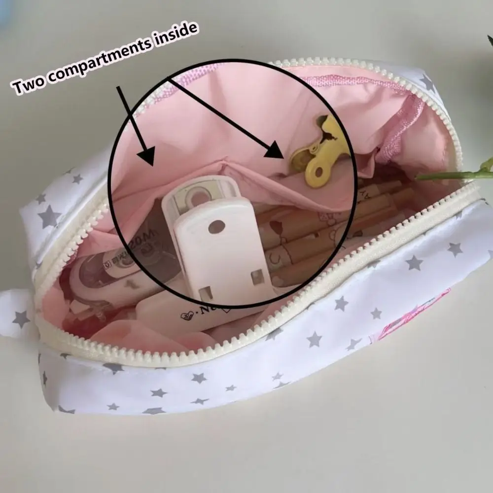 Simple Star Pattern Handheld Pen Bag Large Capacity Multifunctional Pencil Case Stationery Bag Students