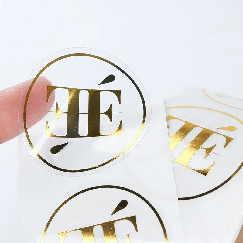 Personalized Custom Logo Stickers 100pcs/Lot  Clear Transparent Gold Foil Silver Wedding Stickers Business Logo Stickers