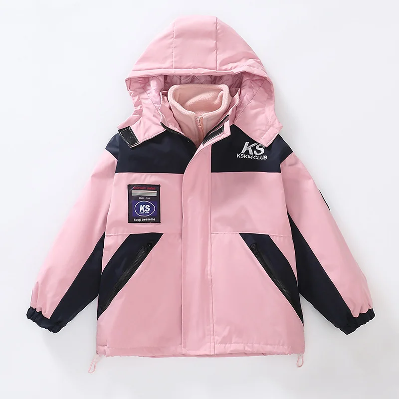 Girls Coat Jacket Winter Cotton Windbreak 2023 Two Piece Warm Thicken Teenagers Overcoat Plus Size Children's Clothing