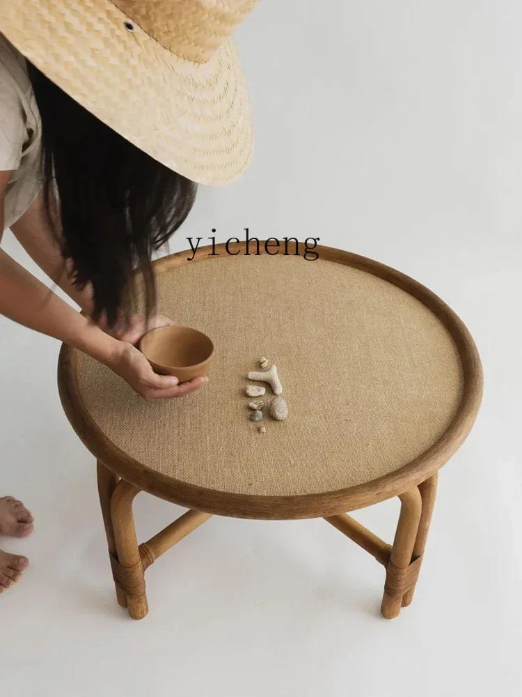 round coffee table, real vine weaving retro wabi-sabi wind B & B home simple corner table