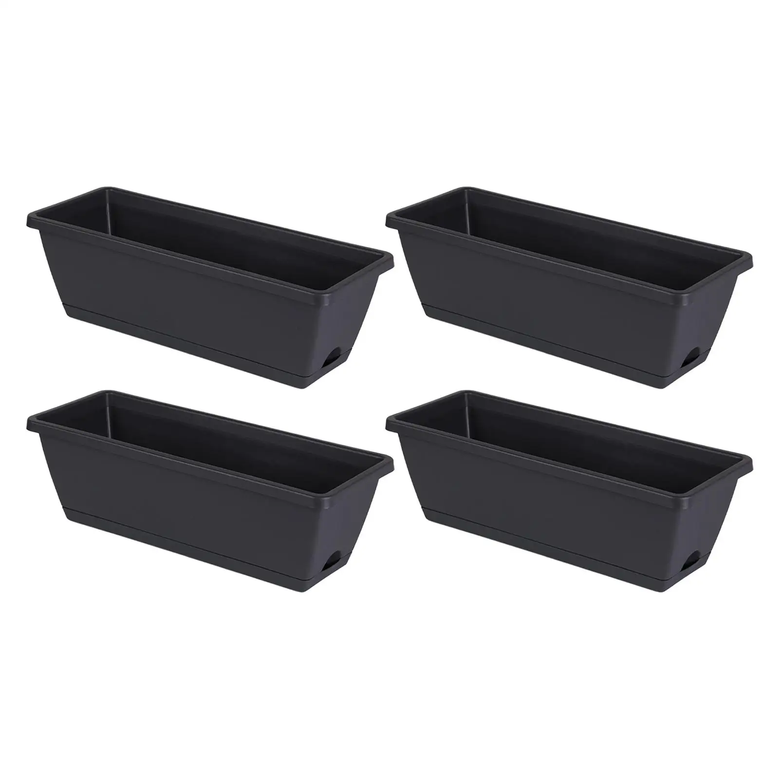 4x Window Box Planter Garden Flower Plant Pot Windowsill Trough Rectangular Pots Vegetables Growing Container for Yard Porch