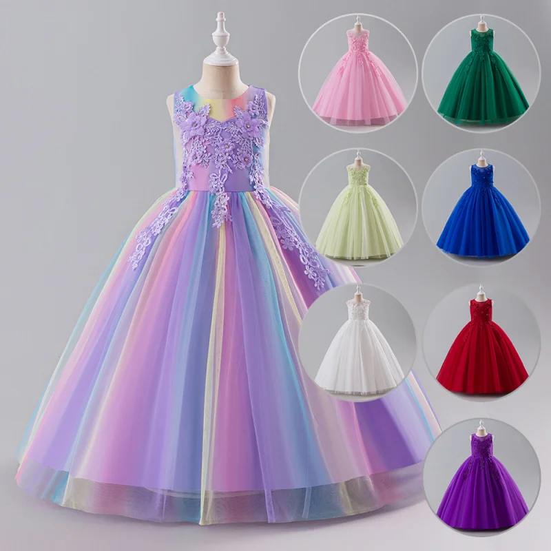 Girls' Dress Children's Princess Dress Puffy Tulle Dress Flower Girl First Birthday Cross-border Little Girl Dress Children's Da