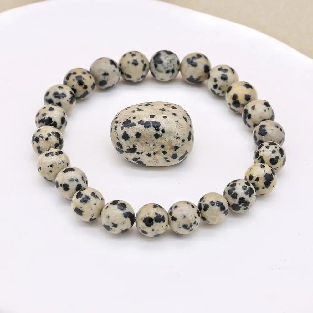 8mm Natural Spot Stone Beaded Bracelet for Women Men Strand Bracelet Healing Health Care Handmade Jewelry Father's Day Gifts