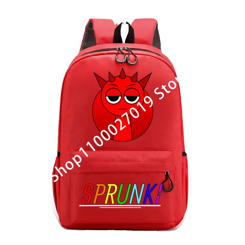 Sprunkis Backpack Boys Girls Child Cartoon Anime Knapsack Breathable Cute Student Schoolbag Wear Resistant Canvas Bag Kids Gifts