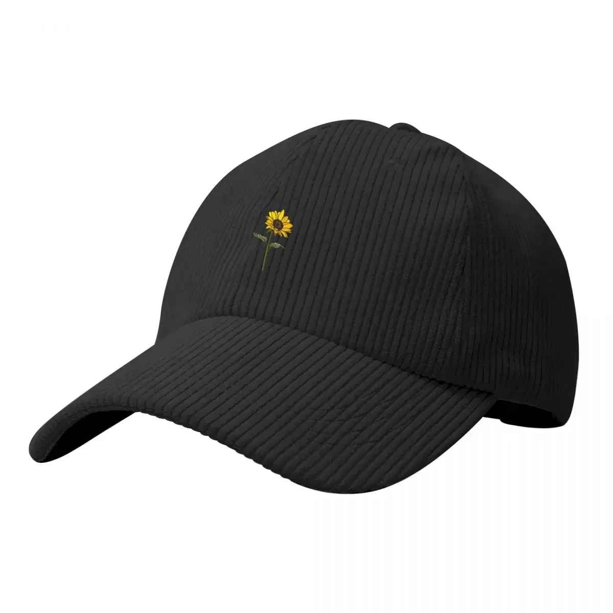 

Aesthetic Sunflower on Black Corduroy Baseball Cap Golf Fluffy Hat Luxury Hat Sun Hats For Women Men's