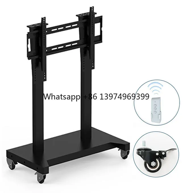 2026 Hot Sales Electric TV Cart Height Adjustable Big Size Full Motion 65-100 Inch Rolling Tv Lift Mount Mobile Tv Stand