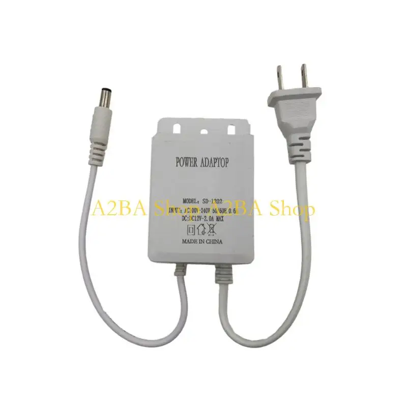 A2BA Power Adapter for Outdoor Security Cameras LED Lighting Waterproof Dustproof AC100 240V to DC12V 2A