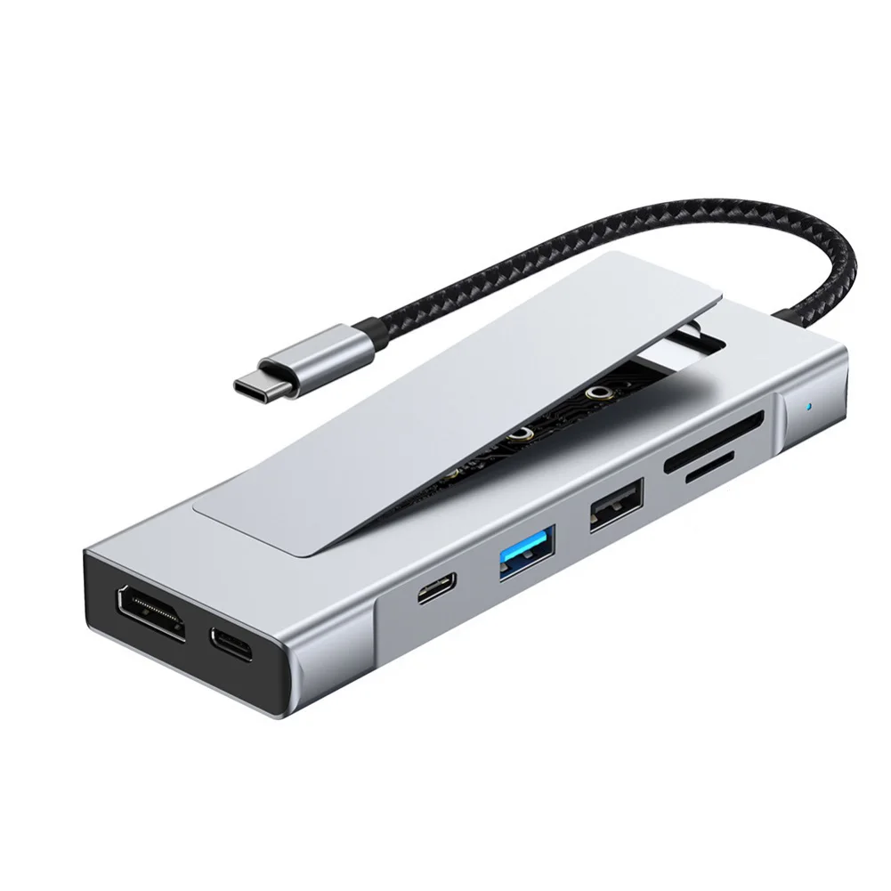 USB-C 10Gbps M.2 NVMe SSD Enclosure Docking Station Aluminum Frame Supports Both and NVMe M.2 SSDs for Flexibility