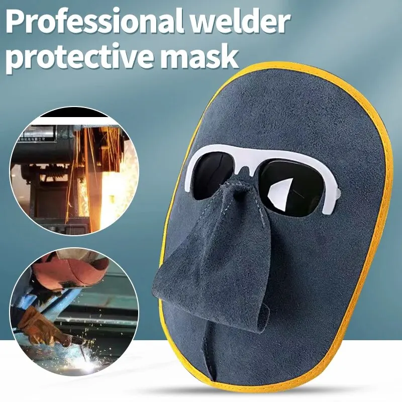 Cowhide Welding Mask Face Protection Lightweight Head Worn Argon Arc Welder Full Face Anti Baking Face Welding Protective Cover